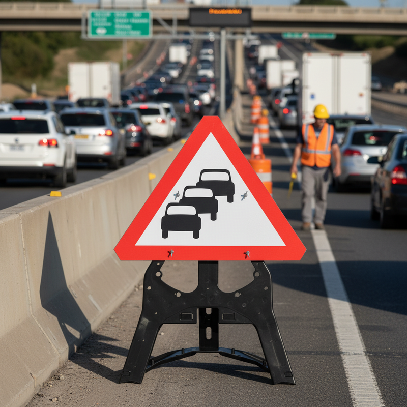 Professional Traffic Queues Likely Sign with Reflective Face and Durab