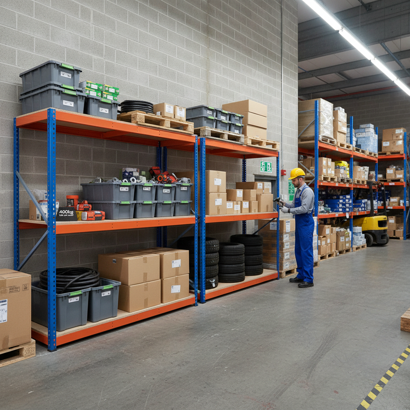 Premium Heavy Duty Industrial Shelving - 2440mm High - 400kg Capacity - Chipboard