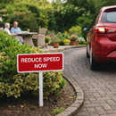 Reduce Speed Now Sign with Post – 450mm x 150mm – 2mm Aluminium – Outdoor Use