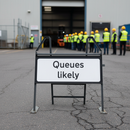 Professional 'Queues Likely' Supplementary Plate for 750mm Metal Road Signs - High-Performance Retroreflective Design