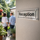 Reception Door Sign – 450mm x 150mm – Clear Acrylic – Indoor/Outdoor