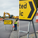 Professional Chevron Right Diverted Traffic Sign 1050x450mm - Quick Fit with Reflective Material for High Visibility