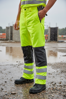 Premium Two-Tone Hi-Visibility Waterproof Trousers with Breathable Fabric and Fully Taped Seams for Enhanced Protection