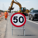 Premium Temporary 50mph Speed Limit Sign - Quick Fit Format for Road Works with Reflective Surface