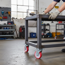 80mm Fixed Plate Heavy Duty Castor with Red Polyurethane Wheels