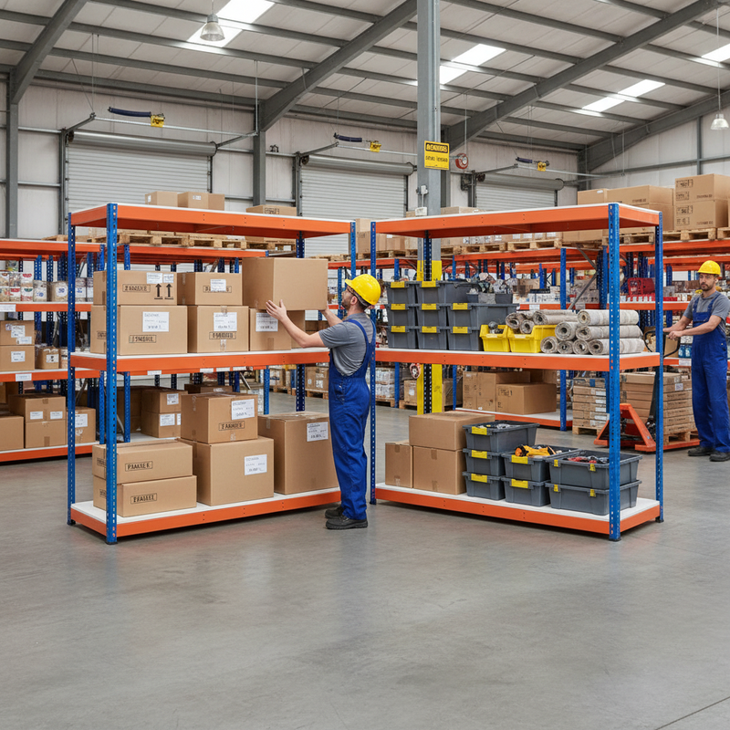 Heavy Duty Industrial Shelving - 1677mm High - 400kg Capacity - Melamine - Blue & Orange