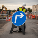Premium Turn Right Ahead Sign 750mm - Durable Plastic with Reflective Grade Facing for Traffic Management