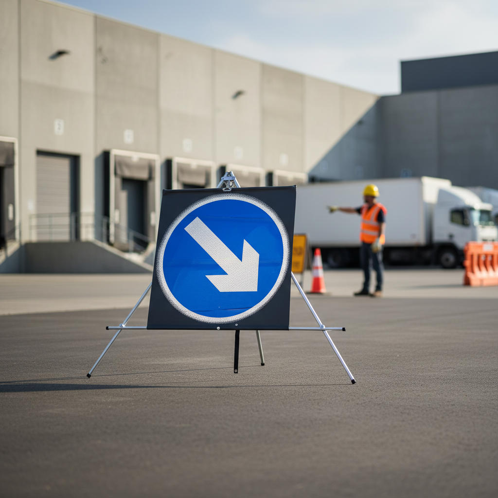 Premium Lightweight Collapsible Keep Right Traffic Sign with Steel Fra