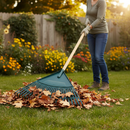 Premium 27 Teeth Leaf Rake with 54" Hardwood Handle and Durable Plastic Head for Efficient Garden Cleanup