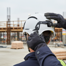 Premium Vented Ratchet Safety Helmet with Breakaway Harness and Interchangeable Front Panel