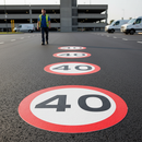 Premium 40mph Speed Limit Roundels - Thermoplastic, Easy Application, Non-Slip Design for Enhanced Traffic Safety
