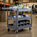 3-Tray Plastic Service Trolley – 225kg capacity, 70mm deep trays