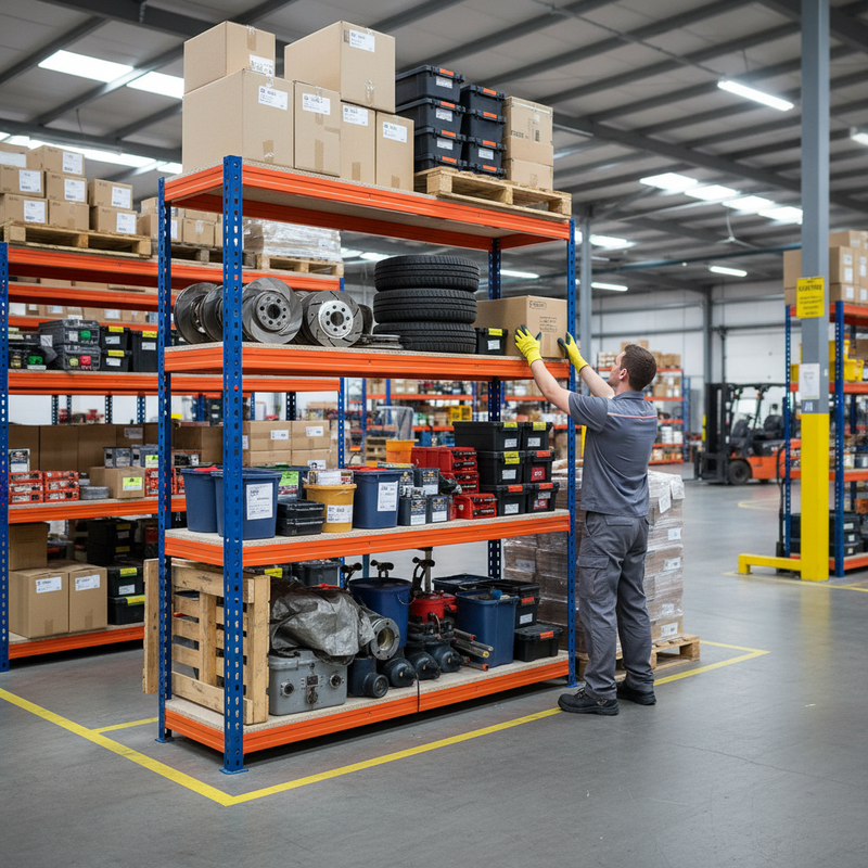 Premium Heavy Duty Garage Shelving - 2200mm High - 500kg Capacity - Blue & Orange