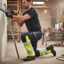 High-Performance Trousers With Kneepad Pockets - Dark Navy/Hi-Vis Yellow