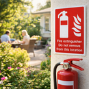 Fire Extinguisher Warning Sign – Red – Essential Safety Notice – Indoor/Outdoor