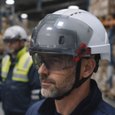 Safety Helmet with Integrated Eyewear – White/Smoke – Vented – Industrial Use