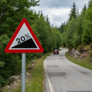 Premium Permanent Warning Sign for Steep Upward Gradient - Customizable Gradient Percentage for Heavy Goods Vehicles