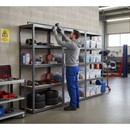 3x Heavy Duty Shelving Units - 2130mm High - Grey with 8x 33.5L Storage Boxes