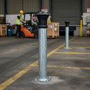 Premium Heavy Duty Manchester Bollard with Galvanised Finish, Decorative Banding, and Rounded Top for Long-Lasting Durability