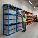 Heavy Duty Shelving Unit - 1600mm High with 12x 24L Storage Boxes