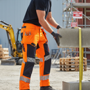 High-Performance ¾ Length Trousers with Holster Pockets - Hi-Vis Orange/Dark Navy