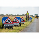 Premium Grass Cutting Safety Signage Package with Men at Work and Road Narrows Signs - Complete Kit for Roadside Safety