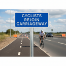 Premium Post Mounted Sign for Cyclists to Rejoin Carriageway - RA2 Reflective Material, Multiple Sizes Available
