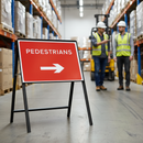 Premium Pedestrian Sign with Reversible Arrow - 600x450mm Engineer Grade Retroreflective Metal Construction