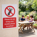 School Prohibition Sign – No Mobile Phones – Rigid Plastic/Vinyl – Indoor/Outdoor Use