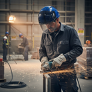 Premium Safety Helmet with Integrated Face Shield Vented | Blue/Smoke