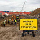 Professional Danger Deep Excavation Sign Kit with 1050x750mm Reflective Face and Quick Installation Frame