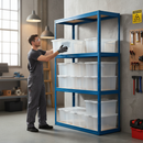 Premium Heavy Duty Shelving Unit - 1600mm High with 12x 60L Plastic Storage Boxes
