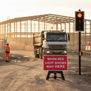 Premium When Red Light Shows Wait Here Sign 1050x750mm with Quick Deployment Frame and Reflective Safety Features