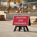 Professional Caution Site Entrance Sign Kit with 1050x750mm Reflective Face and Quick Fit Frame for Safety Management