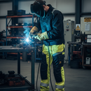 Professional ARC Flash & Fire Retardant Trousers with Kneepad Pockets - Dark Navy/Hi-Vis Yellow