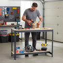 Heavy Duty Workbench with Adjustable Lower Half Shelf - 915mm High - 400kg Capacity - Chipboard - Grey Finish