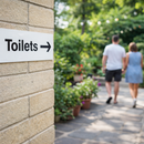 Toilet Directional Signs – Rigid Plastic & Vinyl – Indoor/Outdoor Use