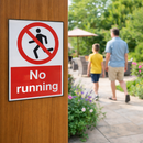 No Running Safety Signs – 1mm Rigid Plastic – Indoor/Outdoor Use