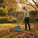 Premium 27 Teeth Leaf Rake with 54" Hardwood Handle and Durable Plastic Head for Efficient Garden Cleanup