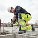 High-Visibility Industrial Trousers with Kneepad Pockets - Hi-Vis Yellow/Dark Navy