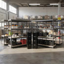 4x Premium Heavy Duty Shelving - 2000mm High - Grey with 8x 37L Storage Boxes