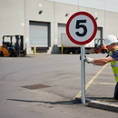 Premium 5 mph Speed Limit Sign for Private Roadways and Construction Sites - Durable Post-Mounted Design with High Visibility