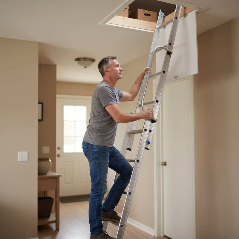 Premium Aluminium Loft Ladder with Handrail - 2 Section
