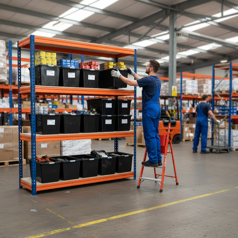 Heavy Duty Shelving Unit - 2200mm High with 12x 37L Storage Boxes