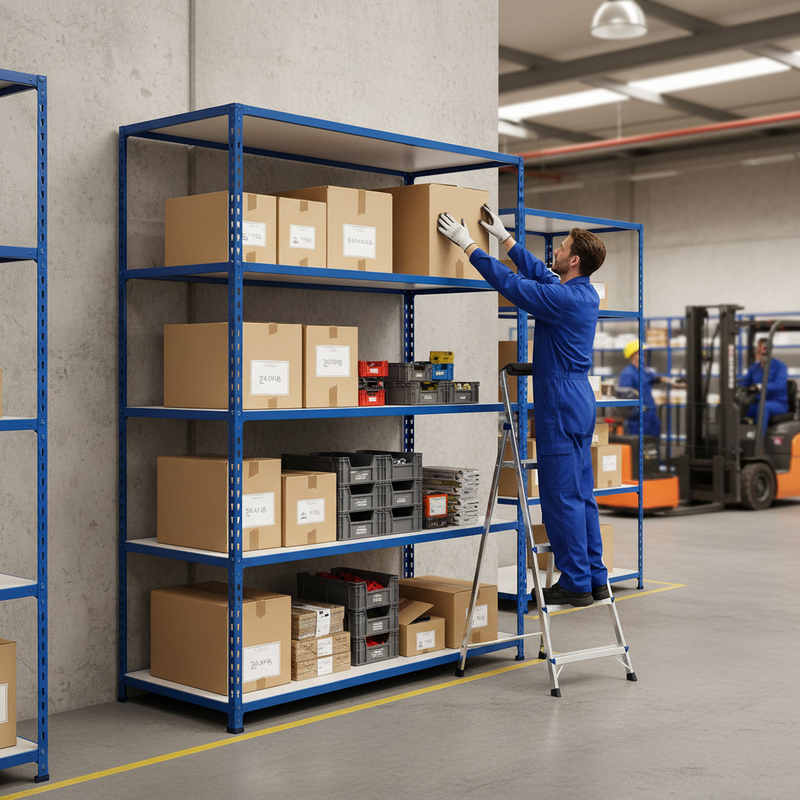 Premium Industrial Shelving - 2440mm High - 200kg Capacity - Melamine - Blue Finish