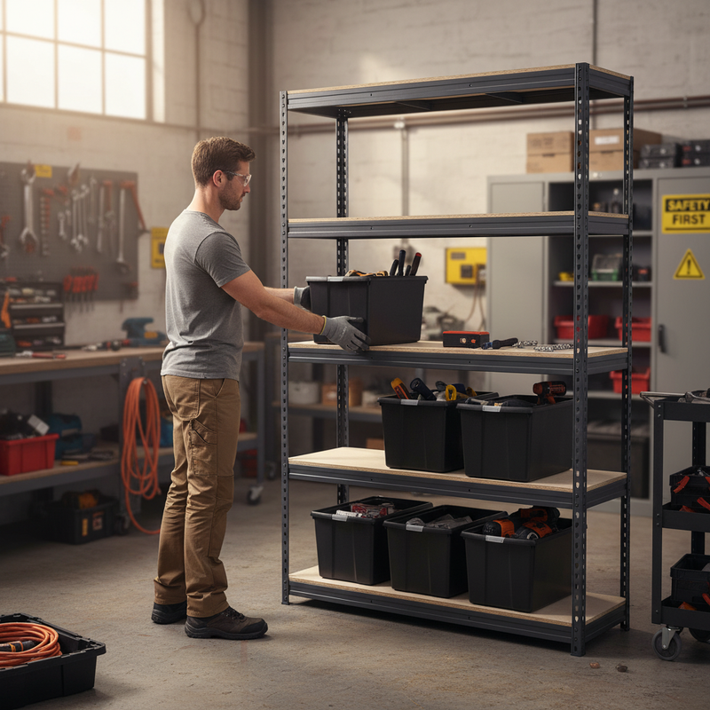 Premium Heavy Duty Shelving with 12x 62L Plastic Storage Boxes - 2000mm High