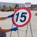 Premium Quick Fit 15mph Speed Limit Sign Face Dia. 670mm for Construction Sites - Enhanced Visibility and Mounting Flexibility