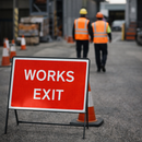 Works Exit Reflective Temporary Road Traffic Sign – Class RA1 – Industrial Grade – Traffic Management