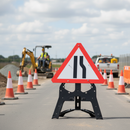 Professional Road Narrows Right Sign 750mm - High-Visibility Reflective Face for Enhanced Driver Direction
