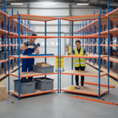 Premium Industrial Shelving - 2440mm High - 340kg Capacity - Chipboard - Blue & Orange